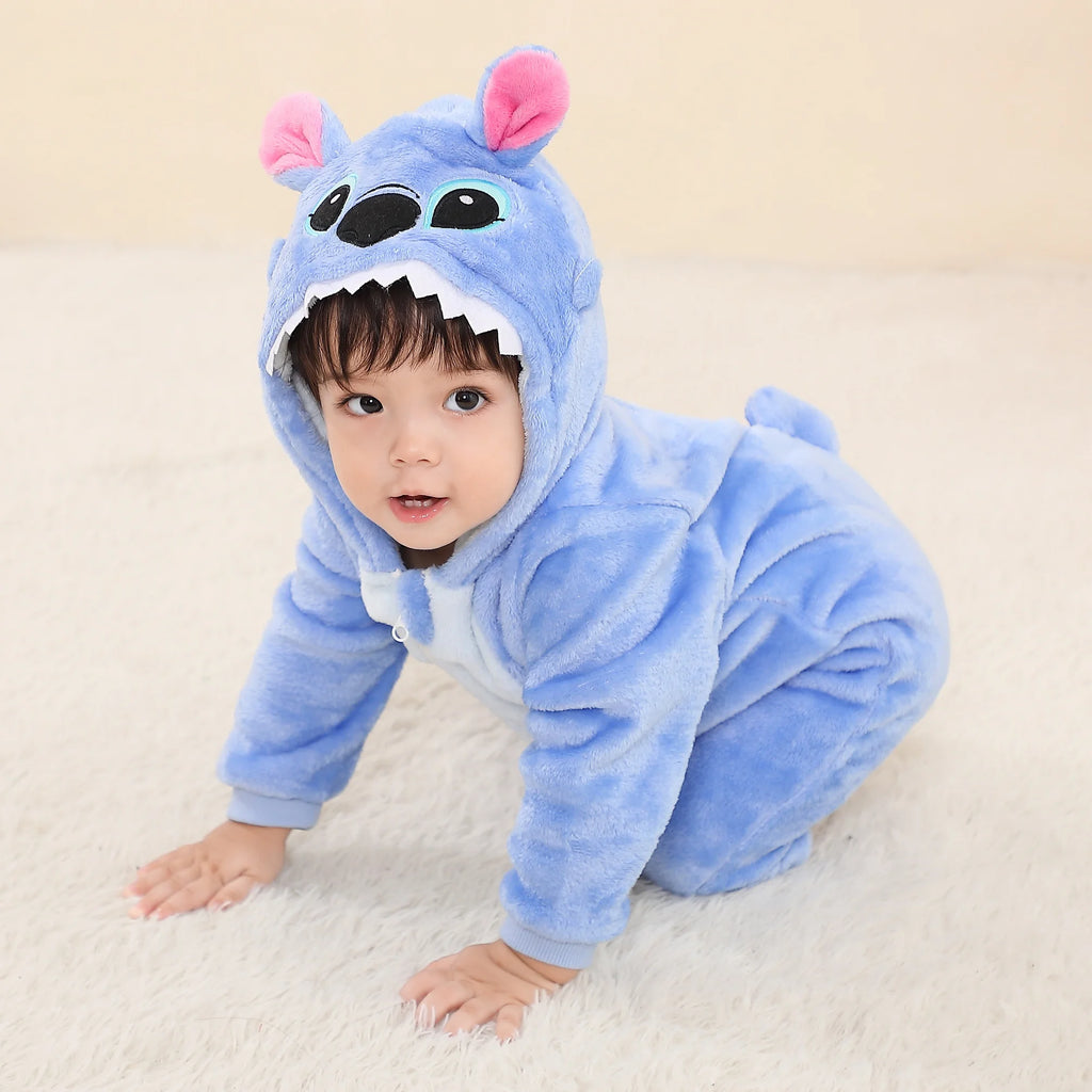 Baby Kigurumi Stitch Cartoon Romper Infant Kids Animal Jumpsuit Toddler Clothes Bodysuits Girls Boys Cosplay Pyjamas Costumes