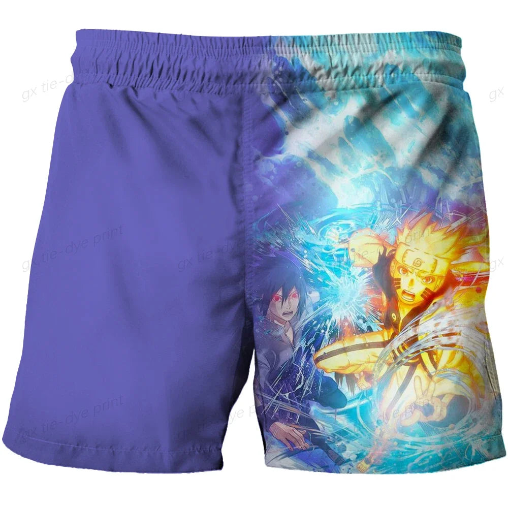 2024 Hawaiian Naruto Shorts Boy Breathable Printed Anime Boys Beach New Summer Surfing Swimming Short Pants