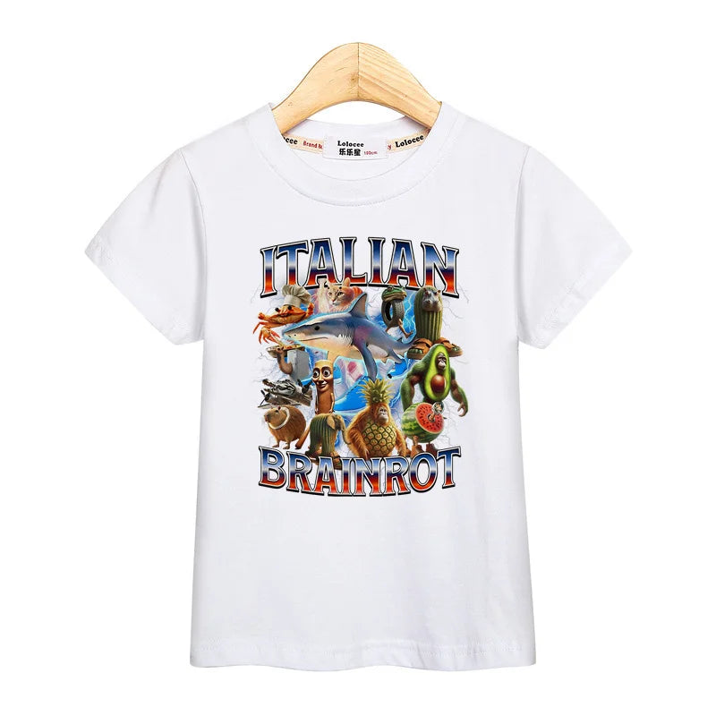 Children Summer Shirt Italian Brainrot Cartoon