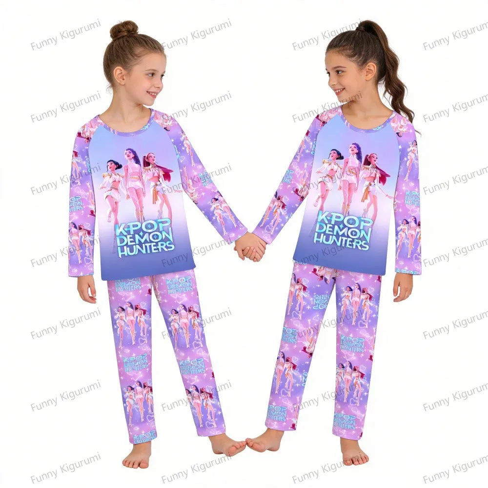 Kpop Demon Hunters Clothing Sets for Children Huntrix Kids Pajamas Baby Girls Pijama Fashion Boys Long Sleeve Pyjamas Sleepwear