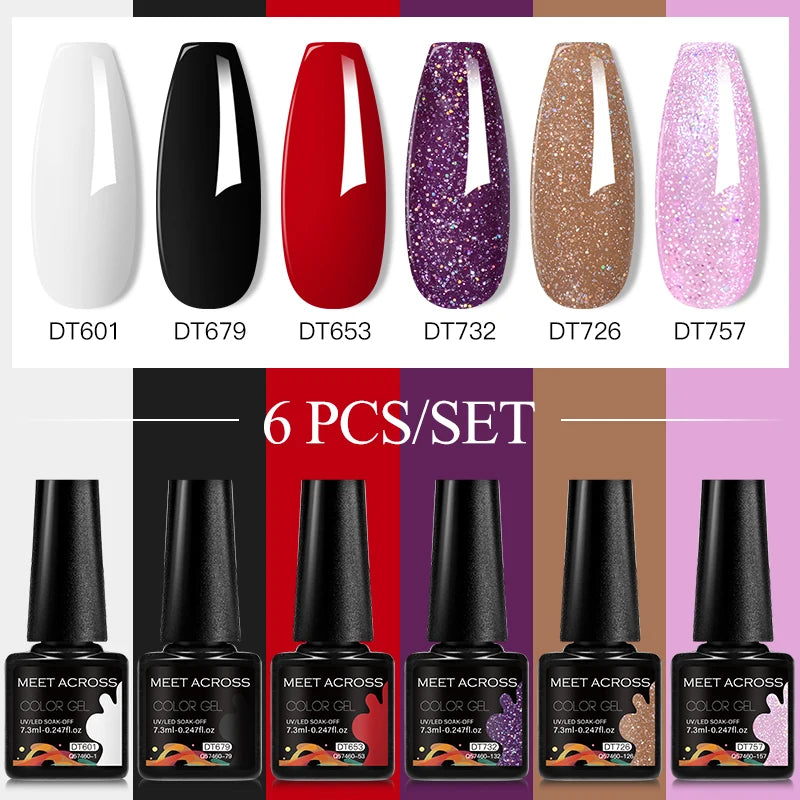 6pc Nail Gel Polish Set DIY Nail Art Semi Permanent UV LED Gel Kit For Nails Decoration Manicure Soak Off Painting Vernis Design