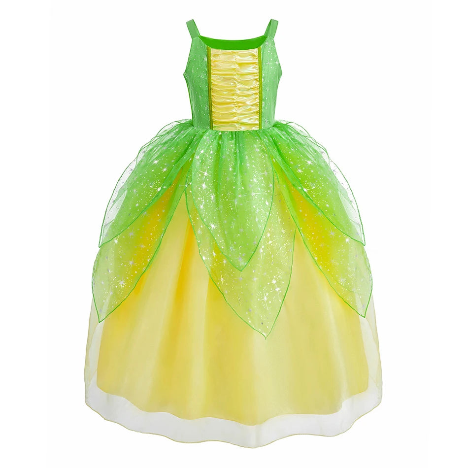 Kids Belle Costume Girl Halloween Princess Cosplay Party Dress Children Rapunzel Cinderella Anna Elsa Encanto Birthday Clothes