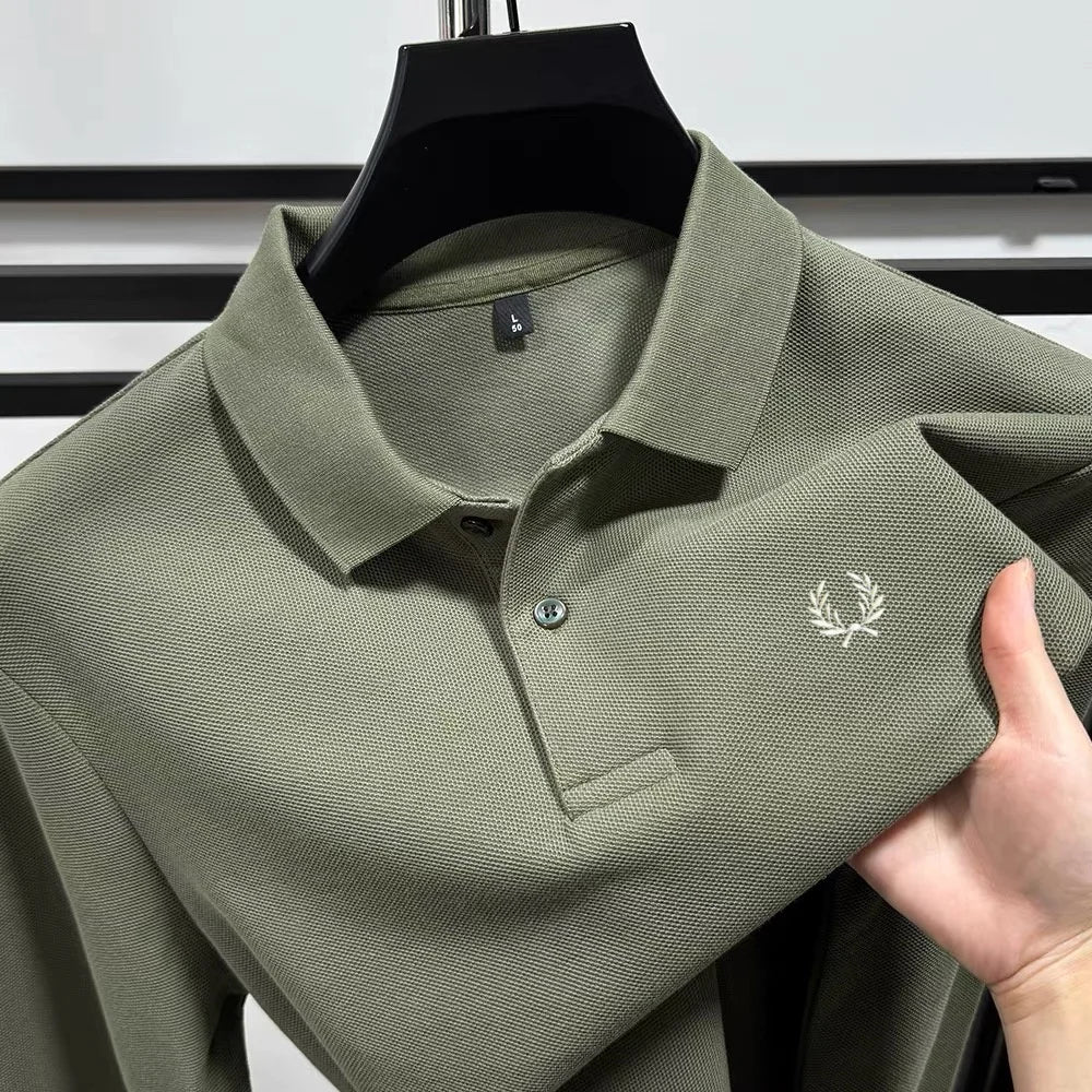 100% pure cotton high-end brand men's long sleeved polo shirt autumn fashion new luxurious original embroidery top golf T-shirt