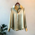 Spring Satin Button-Up Blouse for Women