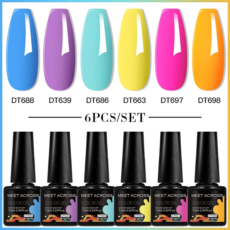 6pc Nail Gel Polish Set DIY Nail Art Semi Permanent UV LED Gel Kit For Nails Decoration Manicure Soak Off Painting Vernis Design