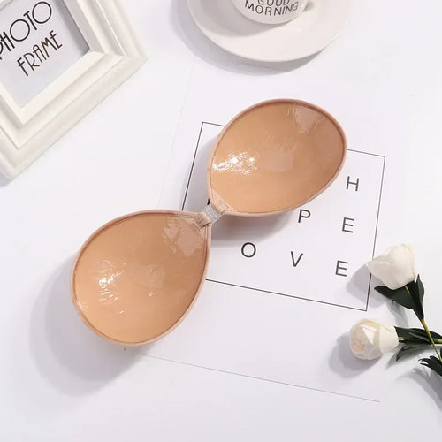 1/2Pcs Sexy Women Invisible Push Up Bra Self-Adhesive Silicone Bust Front Closure Sticky Bra Black Skin Backless Strapless Bra