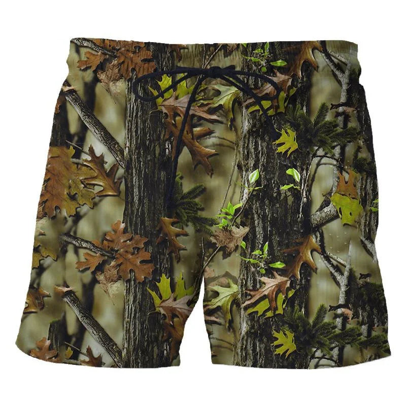 3d Camouflage Tree Leaves Printed Men's Short Pants Casual Personality Cool Camo Beach Shorts Oversized Fashion Board Shorts