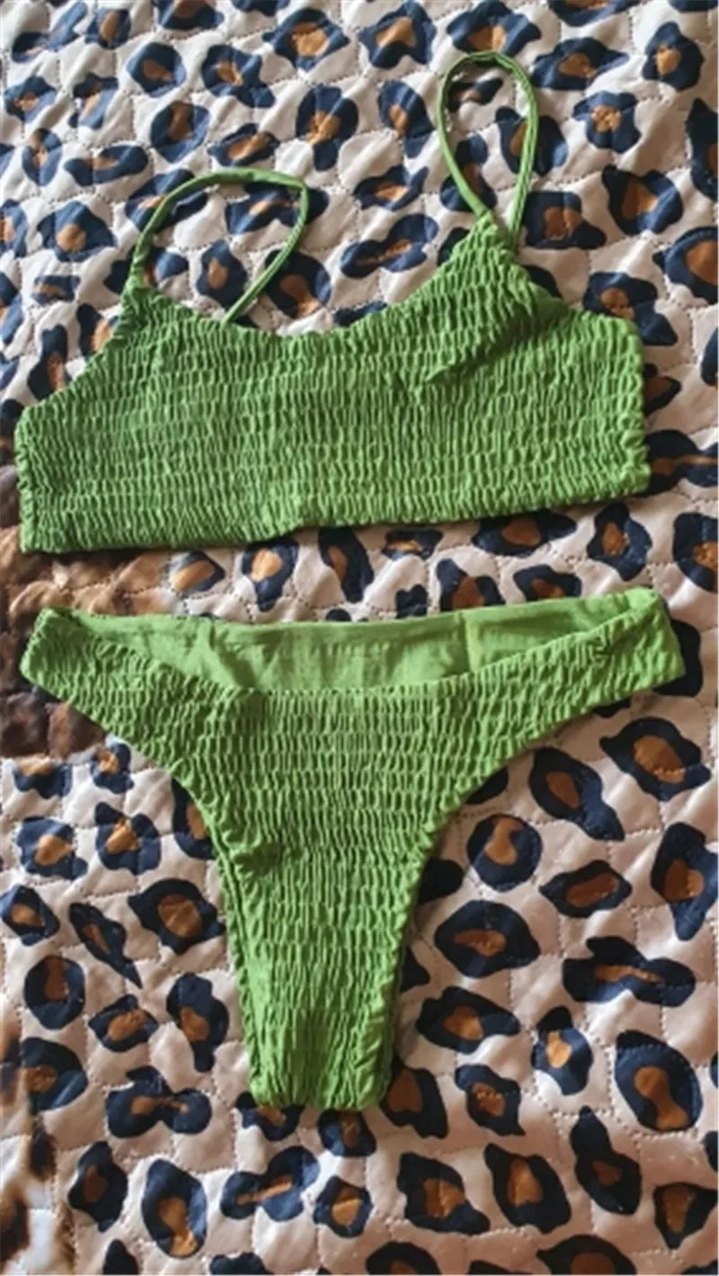 Bikini For Women Fold Push-Up Knitting Bra Bandage Bikini Set For Women Summer Holiday Beach Bathing Suits