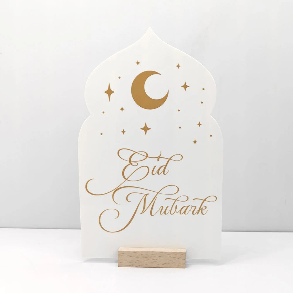 Reusable Acrylic Ramadan Calendar Board & Wooden Base ,2026 Eid Mubarak Table Decoration,Ramadan Kareem Party Supplies