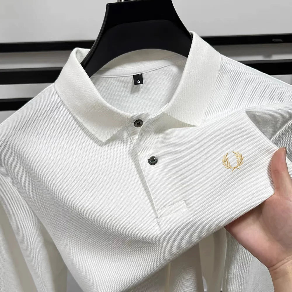 100% pure cotton high-end brand men's long sleeved polo shirt autumn fashion new luxurious original embroidery top golf T-shirt