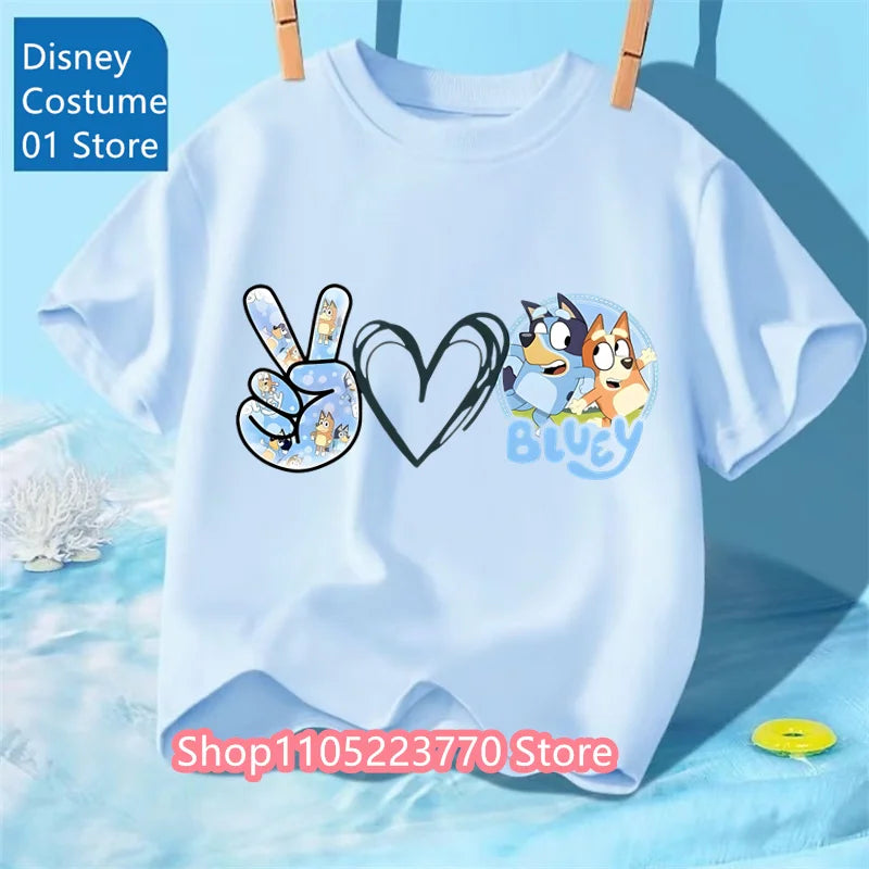 Kids Bluey Cartoon T-Shirt Autumn Winter Short Sleeve Warm Anime Print Comfortable Sweatshirt for Boys and Girls Daily Use