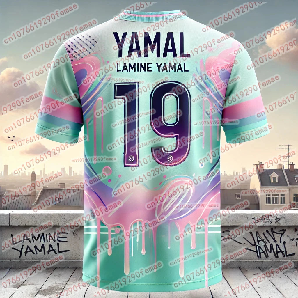 Summer Fashion New Yamal Graffiti Element Style Fan Sports T-shirt Daily Match Training Comfortable Jersey