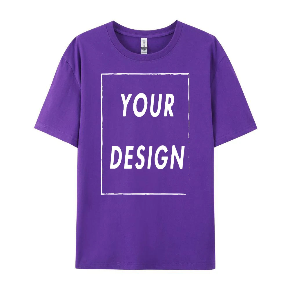180g Custom Women Men Customised Printed 100% Cotton Short Sleeve Your Logo Photo Brand Text Tee Personalize Graphic Clothing