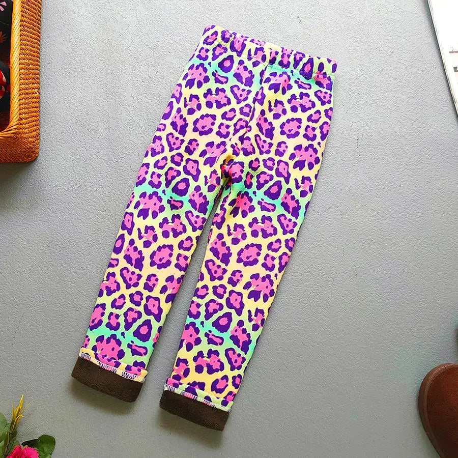 Autumn Winter Print Flowers Thick Warm Kids Toddler Baby Girls Leggings Children's Pants