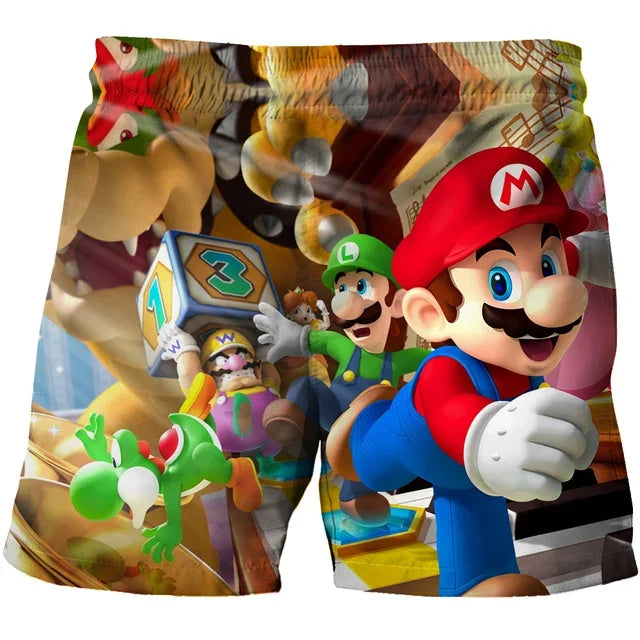 Super Marios Cartoon Beach Shorts, Beach Swimming Pants, Boys' Fashion Children's Sports Shorts, Super Marios New Style