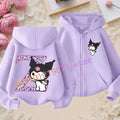 Kuromi Jacket ‌Princess Coat Cartoon Letter A-Z Sanrios Kids Hooded Sweatshirt Cute Tops Outerwear Girl Clothes Birthday Gift