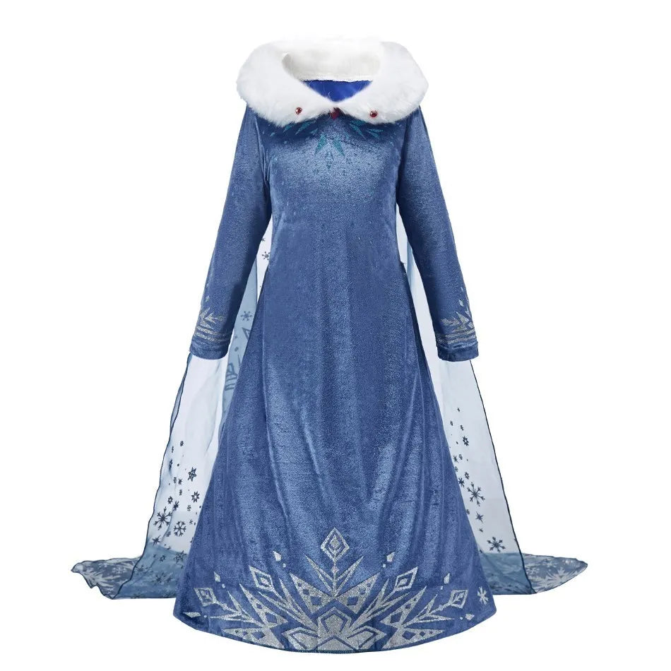Princess Dress for Girls Elsa Anna Cosplay Costume Kids Jasmine Belle Cinderella Aurora Halloween Christmas Party Elegant Dress