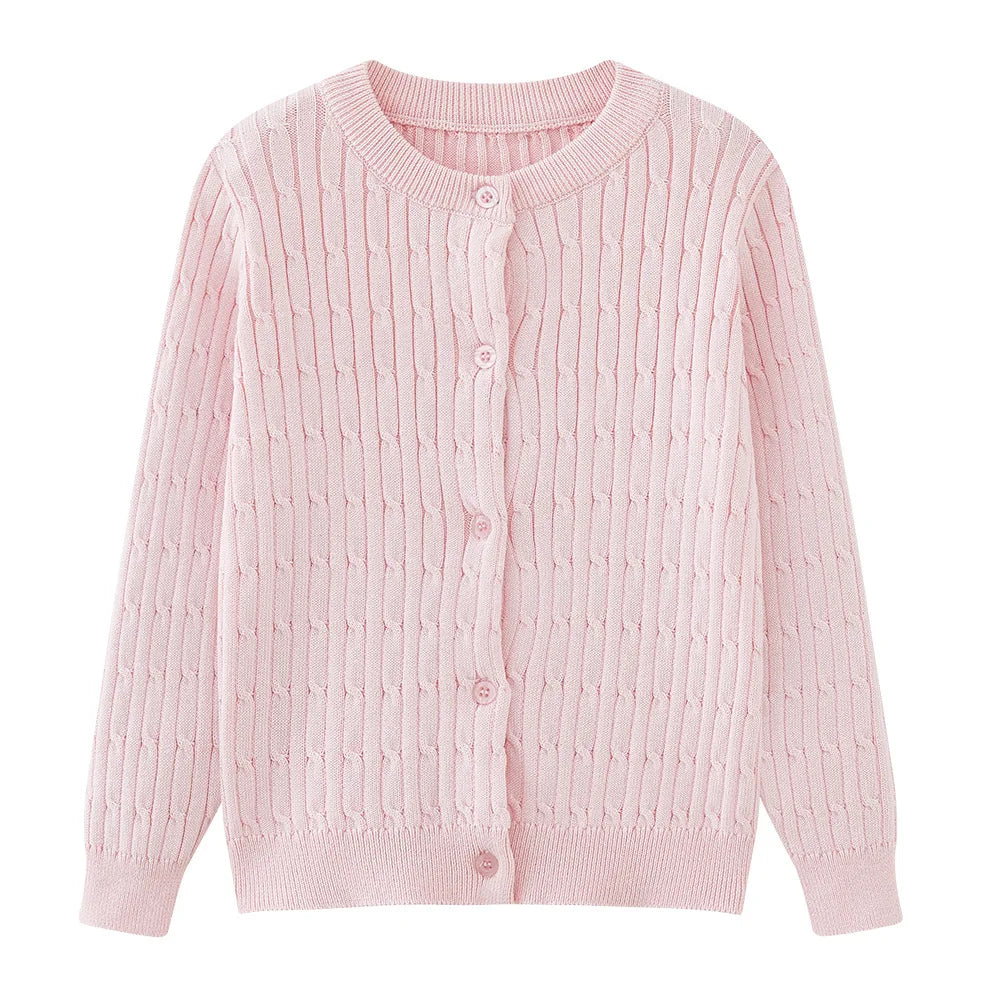 Girls Knit Cardigan Kids Button Long Sleeve Knit Sweater Clothes Cord Knit Sweater