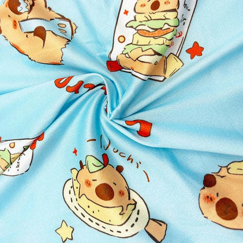 2pcs Capybara Printed Pajama Set for Kids, Soft Long Sleeve Top & Pants, Round Neck, Capibara Home Wear Set for Boys and Girls