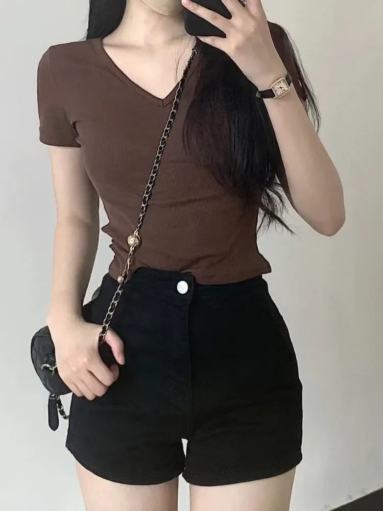 2026 New Running Shorts High Waist Denim Shorts Women Summer Korean Fashion Loose Jeans Sexy Wide-leg Pants Stylish Denim Short