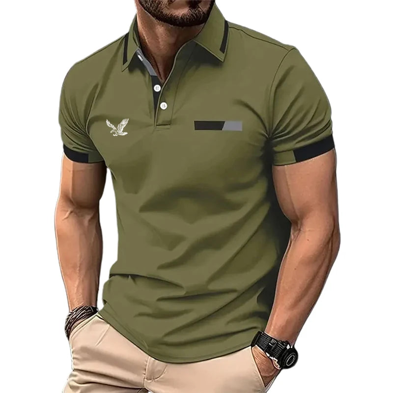 Men's Golf Shirt Golf Polo Work Casual Lapel Short Sleeve Basic Modern Color Block Patchwork Spring & Summer Regular Fit