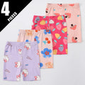 4/1 Pcs Summer Girls Cute Cartoon Printed Shorts Slim And Comfortable Children's Safety Pants Elastic Waist Home Pants Pajamas