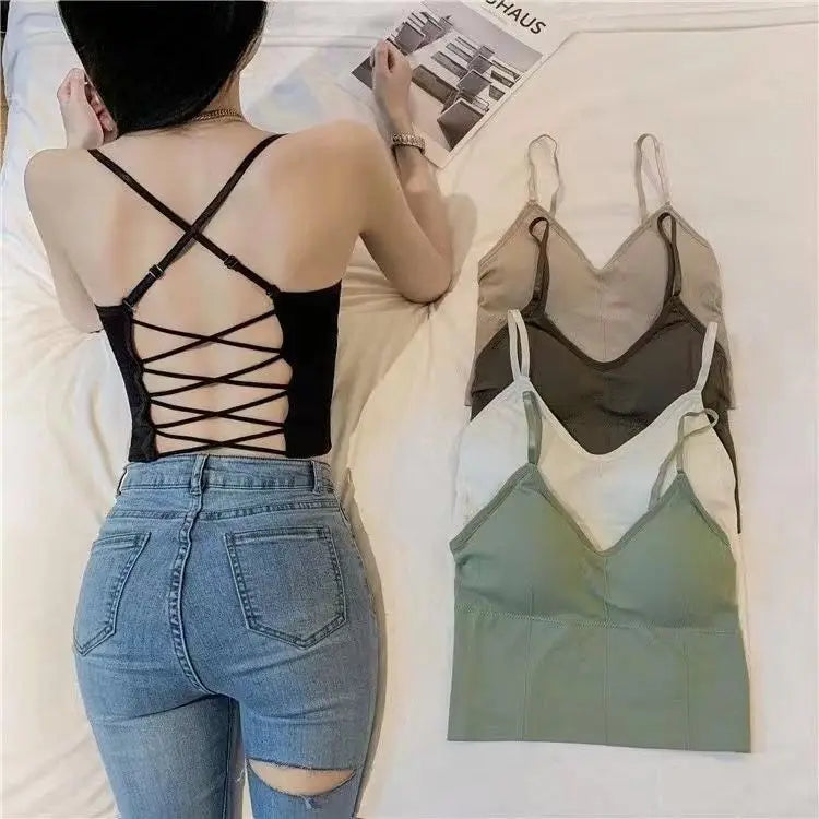 Women Cross Strap Sports Bra Top Women Push Up Sport Bra Yoga Gym Crop Top Brassiere Fitness Top Sport Bra Breathable Bras