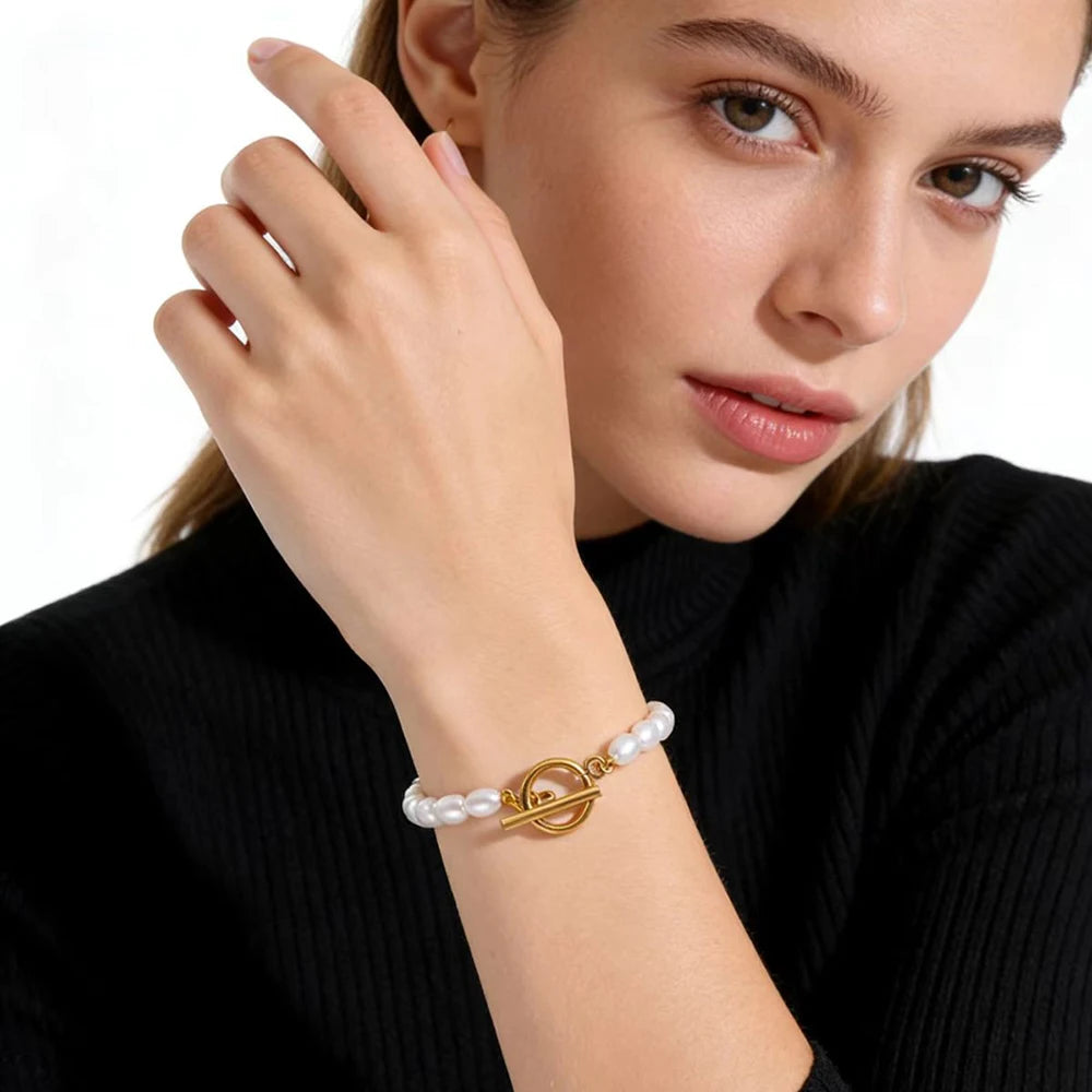 Minimally New High-end and Atmospheric Women's Imitation Pearl Stainless Steel Bracelet Jewelry Can Be DIY Jewelry Gift Wholesal