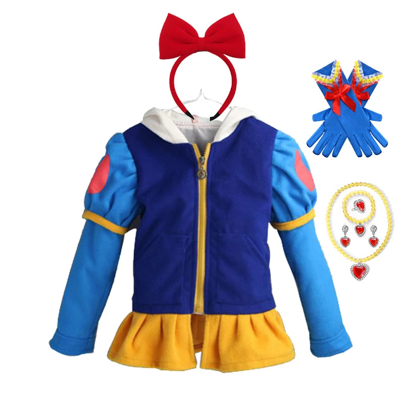 Toddler Hooded Jackets For Girls Spring Kids Cartoon Snow White Cotton Outerwear Children Casual Coats Girls Clothing Outfits