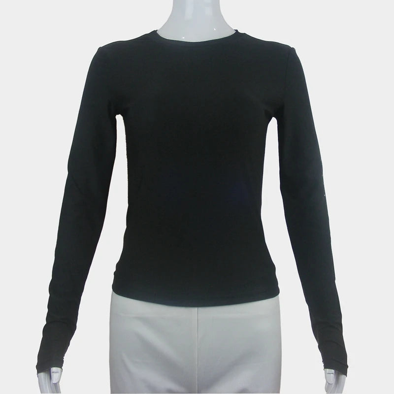 Woman Clothing Long Sleeve T-shirt Slim Fit