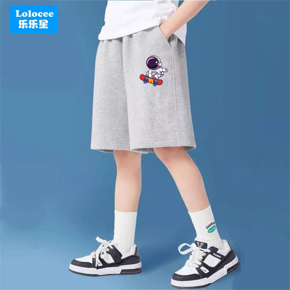 Trendy Spider Printed Shorts Boys' Summer Casual Fashion Loose and Comfortable Five-point Pants Teens Cotton Sweatpants ZZ01