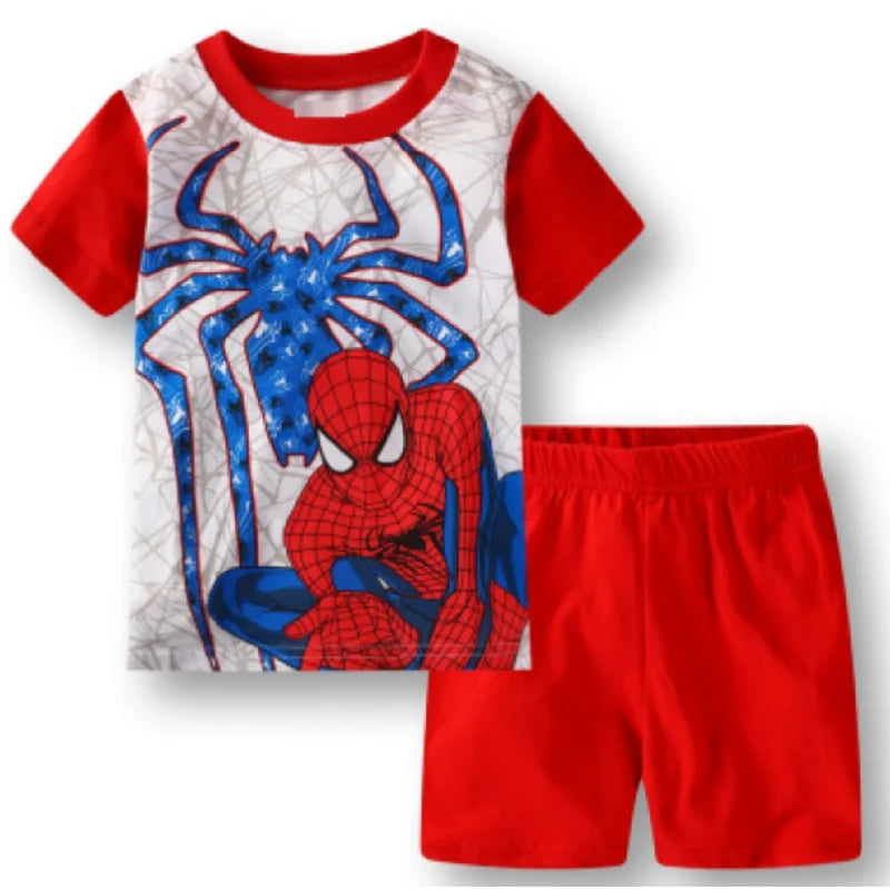Summer Boys Nighty spider Cartoon Nightgown Costume Boys Cute Set Baby Toddler Short Sleeve Pajamas Sets Home Wear