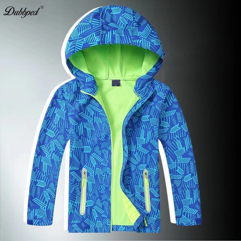 Dubbped Boys Girls Lightweight Breathable Raincoat Waterproof Hooded Rain Jacket Windbreaker Easy to Fold 3-12Y