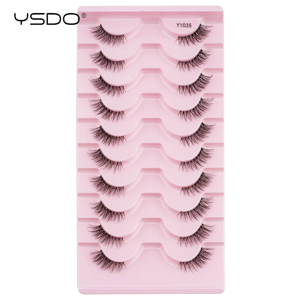 YSDO Half Lashes 3/10 Pairs Natural Long 3D Fuax Mink False Eyelashes Makeup Soft Wispy Short Half Eyelashes Faux Cils Maquiagem