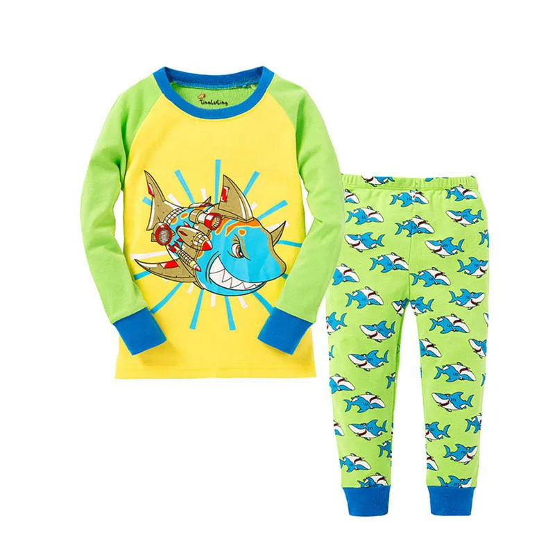 Animal Cartoon Boys Pajamas Sets Children's Sleepwear Kids Nightwear 100 Cotton Spring Autumn Boy Pyjamas Homewear Night Wear
