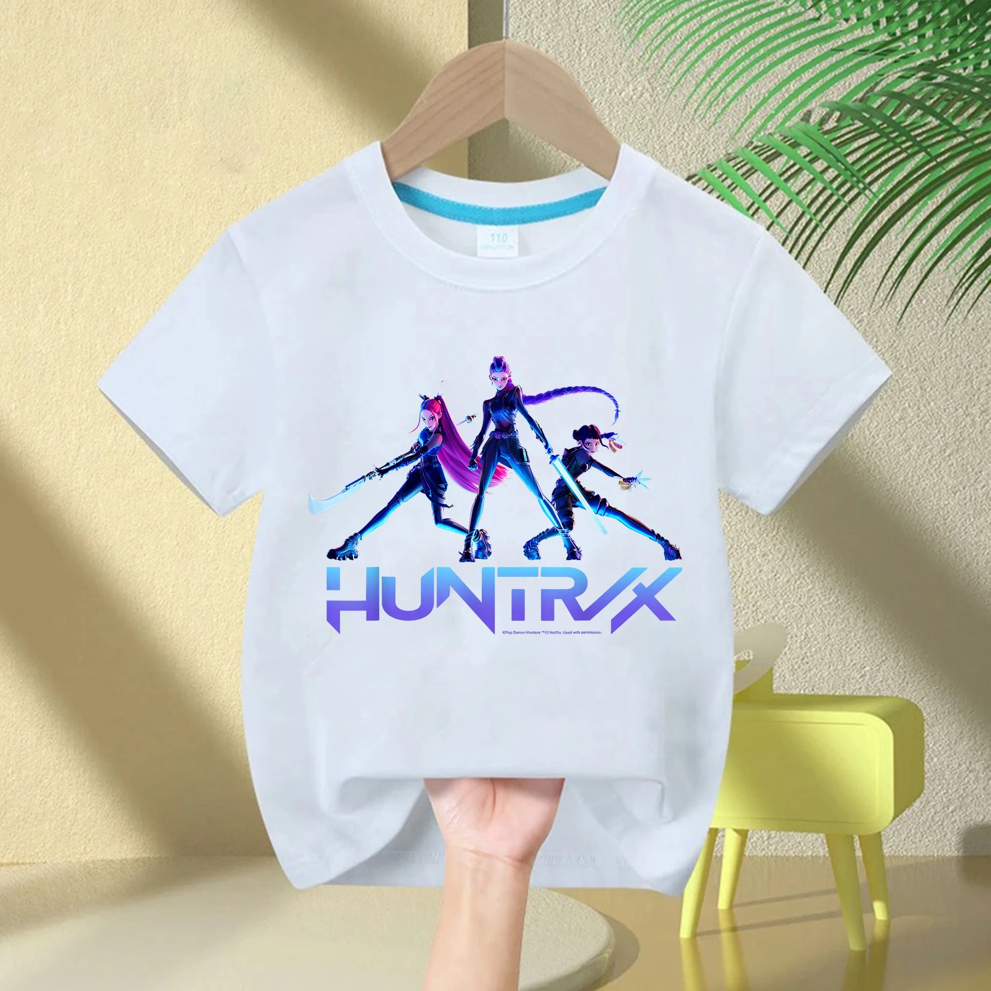 KPop Demon Hunters Rumi Zoey Mira 2025 Neck Cartoon Boys Tee Kids Girls T-shirt Print Fashion Casual Tops Casual Girl Clothes