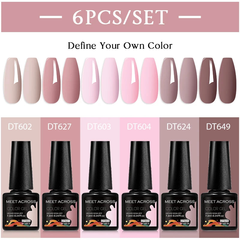 6pc Nail Gel Polish Set DIY Nail Art Semi Permanent UV LED Gel Kit For Nails Decoration Manicure Soak Off Painting Vernis Design