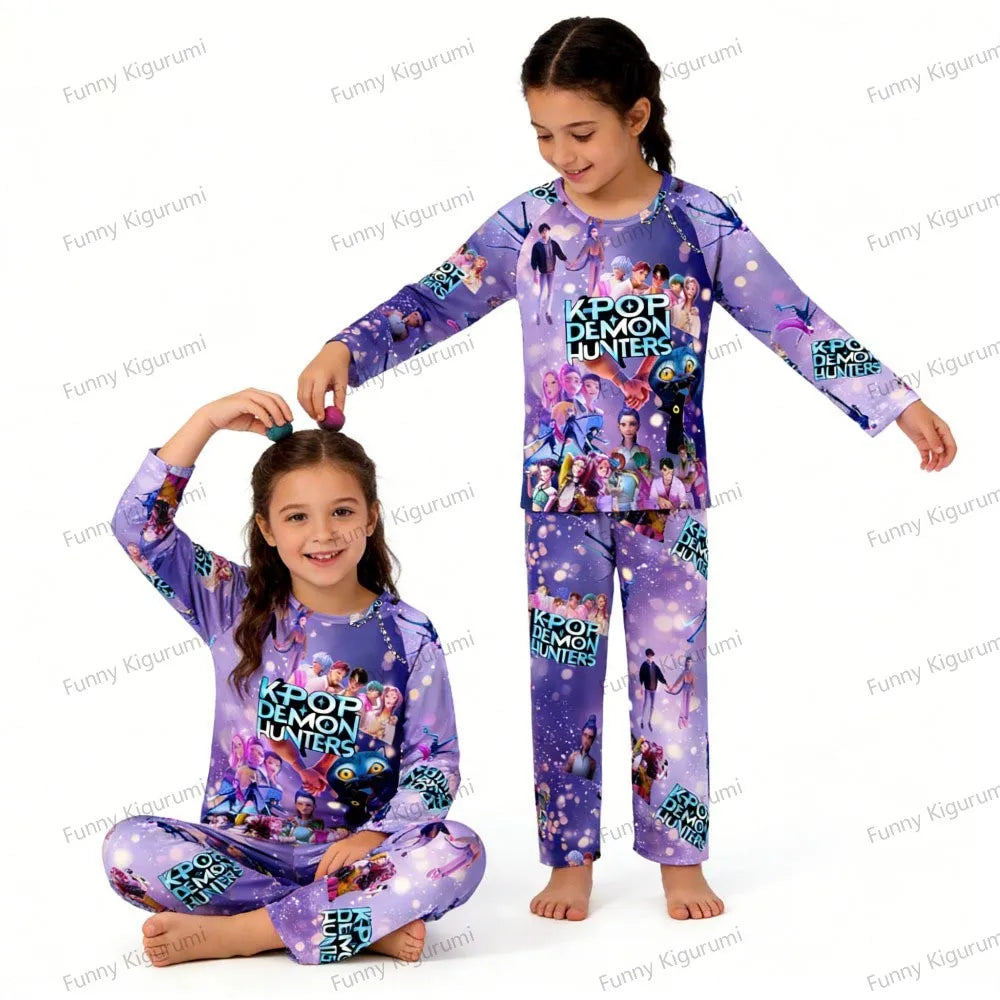 Kpop Demon Hunters Clothing Sets for Children Huntrix Kids Pajamas Baby Girls Pijama Fashion Boys Long Sleeve Pyjamas Sleepwear