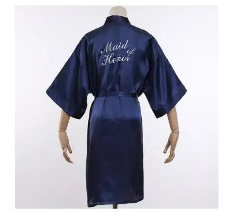 Bride Bridesmaid Wedding Robe Embroidery Kimono Bathrobe Gown Nightgown Casual Satin Short Women Sexy Nightwear Sleepwear