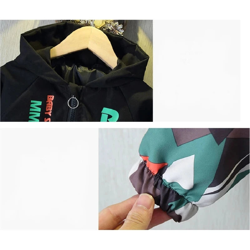 Kids Hooded Jackets Spring Boys Zipper Thin Windbreaker Coat Casual Print Girls Punching Children Outerwear Camouflage Jacket