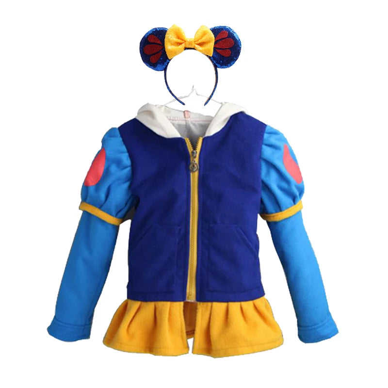 Toddler Hooded Jackets For Girls Spring Kids Cartoon Snow White Cotton Outerwear Children Casual Coats Girls Clothing Outfits