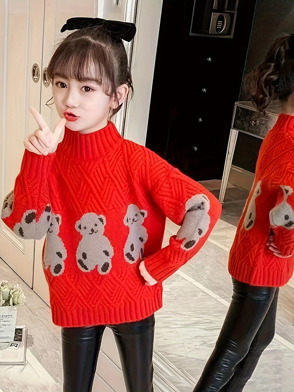 Girls' Sweaters New Style Fashionable Children's Autumn and Winter Knitwear Thickened Sweaters for Older Girls