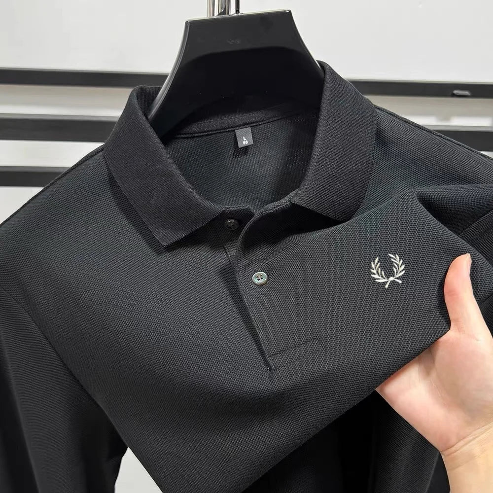 100% pure cotton high-end brand men's long sleeved polo shirt autumn fashion new luxurious original embroidery top golf T-shirt