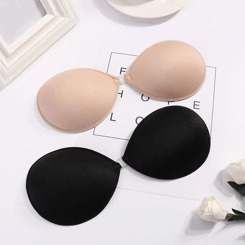 1/2Pcs Sexy Women Invisible Push Up Bra Self-Adhesive Silicone Bust Front Closure Sticky Bra Black Skin Backless Strapless Bra