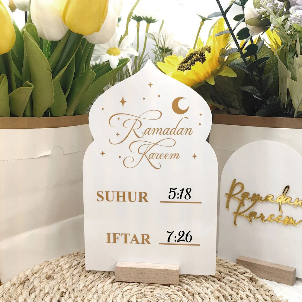 Reusable Acrylic Ramadan Calendar Board & Wooden Base ,2026 Eid Mubarak Table Decoration,Ramadan Kareem Party Supplies