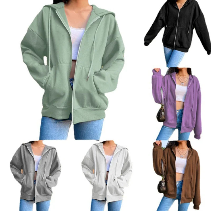 Korean Solid Fleece Hoodie for Women
