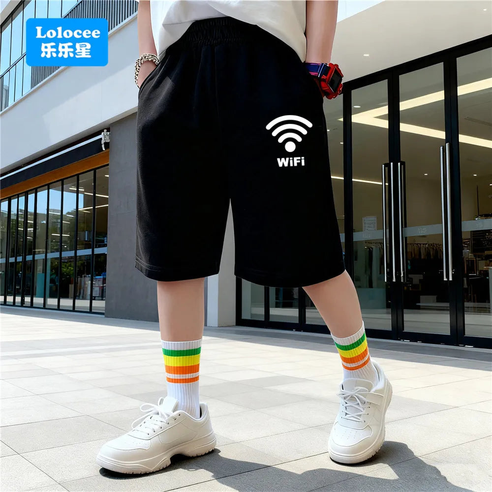 Trendy Spider Printed Shorts Boys' Summer Casual Fashion Loose and Comfortable Five-point Pants Teens Cotton Sweatpants ZZ01