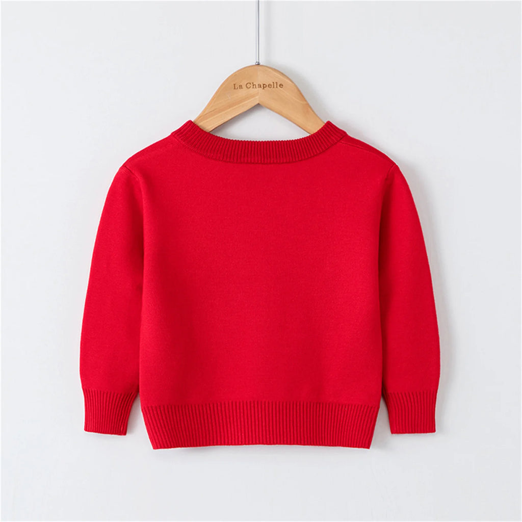 Christmas Girls' Sweater Red Long Sleeve Round Neck Santa Claus Pattern Outdoor Leisure Autumn/Winter Sweater