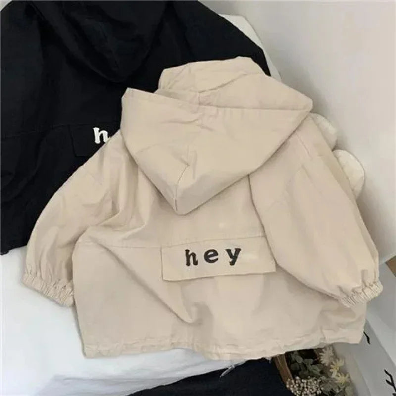 Kids Letter Hooded Windbreaker