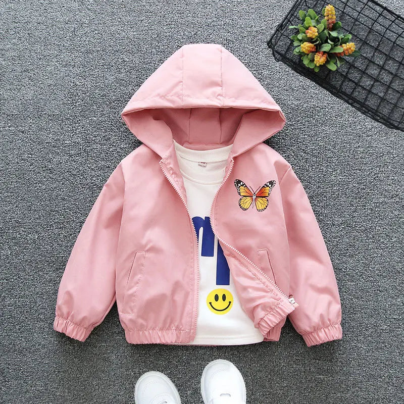Children Spring Autumn Jacket Coat Clothing Kids Hooded Cute Windbreaker Kids Baby Boys Girls Outerwear Clothes